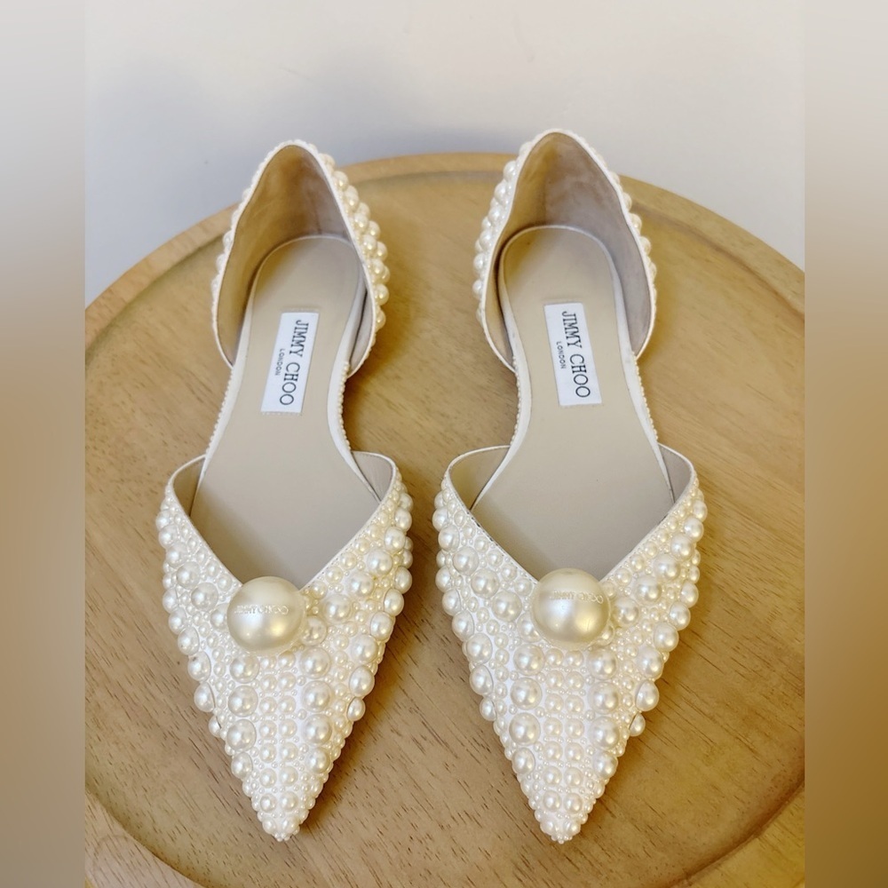 Jimmy Choo Sabine Pearl Flat Sandals - Picture 7 of 12